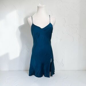 Vintage Victoria’s Secret Gold Label Silk Slip Dress Teal Bias Cut Y2K M